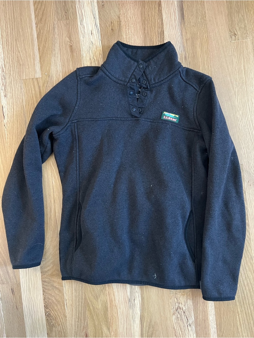 L.L. Bean Black Snap-Front Fleece Pullover